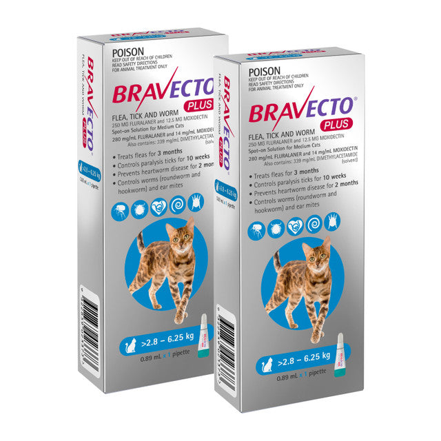 2 Bravecto PLUS Solution topique pour chats 2,8-6,25 kg (6,2-13,8 lbs) - Bleu 2
