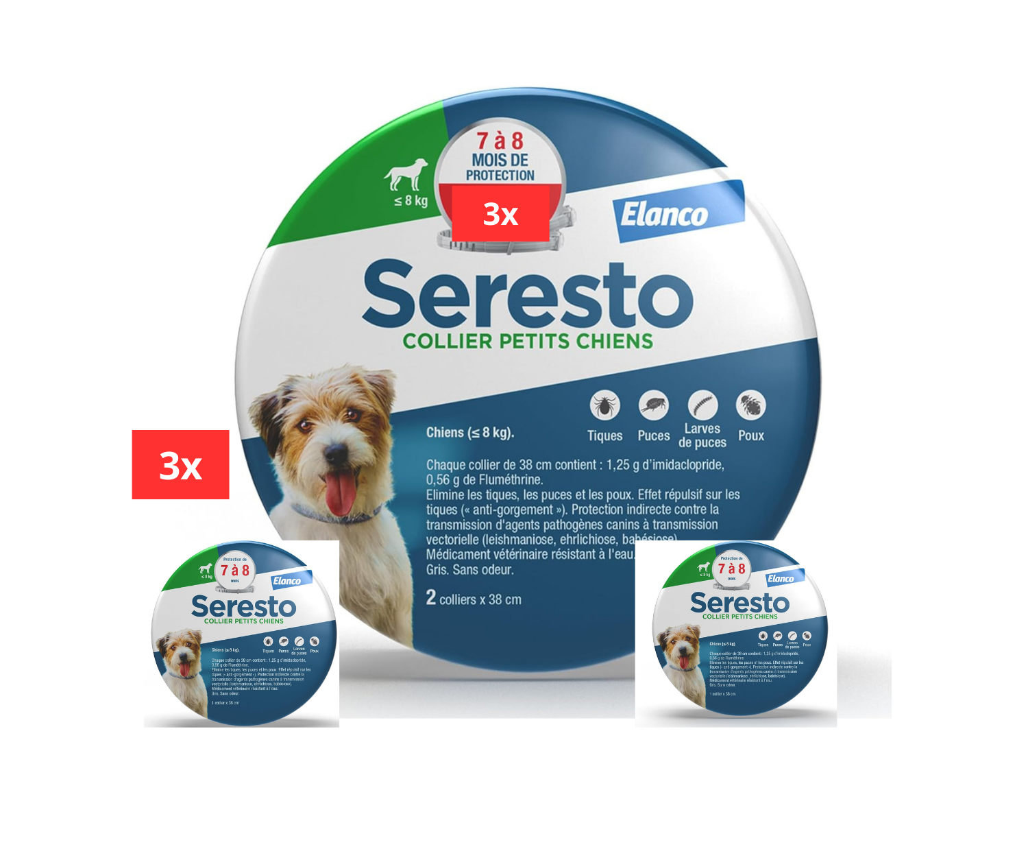 Collier Seresto Anti-Puces Anti-Tiques petit Chien -8Kg