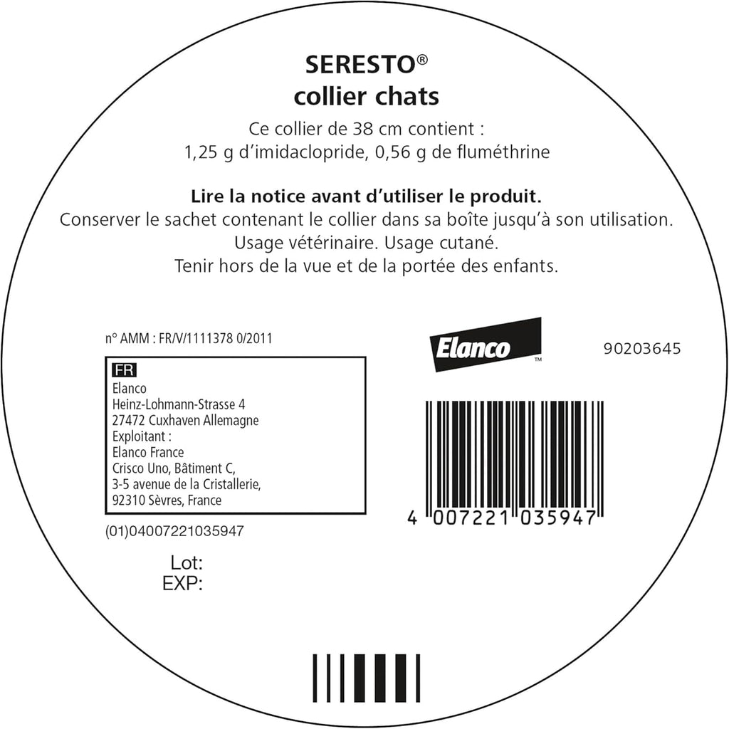 2 PCS Collier Seresto Anti-Puces-Tiques et Antiparasitaire pour chats Lot de 2