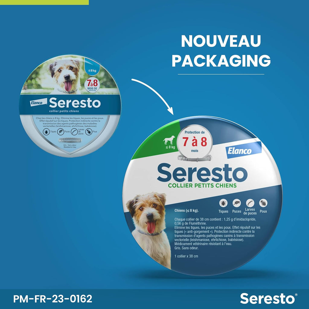 3 Collier Seresto Anti-Puces Anti-Tiques pour petit Chien -8Kg Lot De 3 PCS
