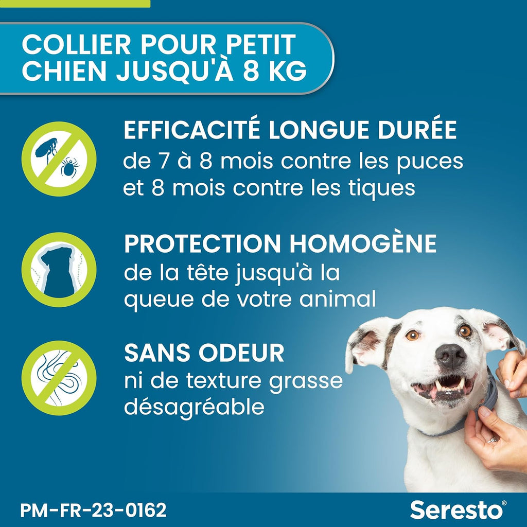 3 Collier Seresto Anti-Puces Anti-Tiques pour petit Chien -8Kg Lot De 3 PCS