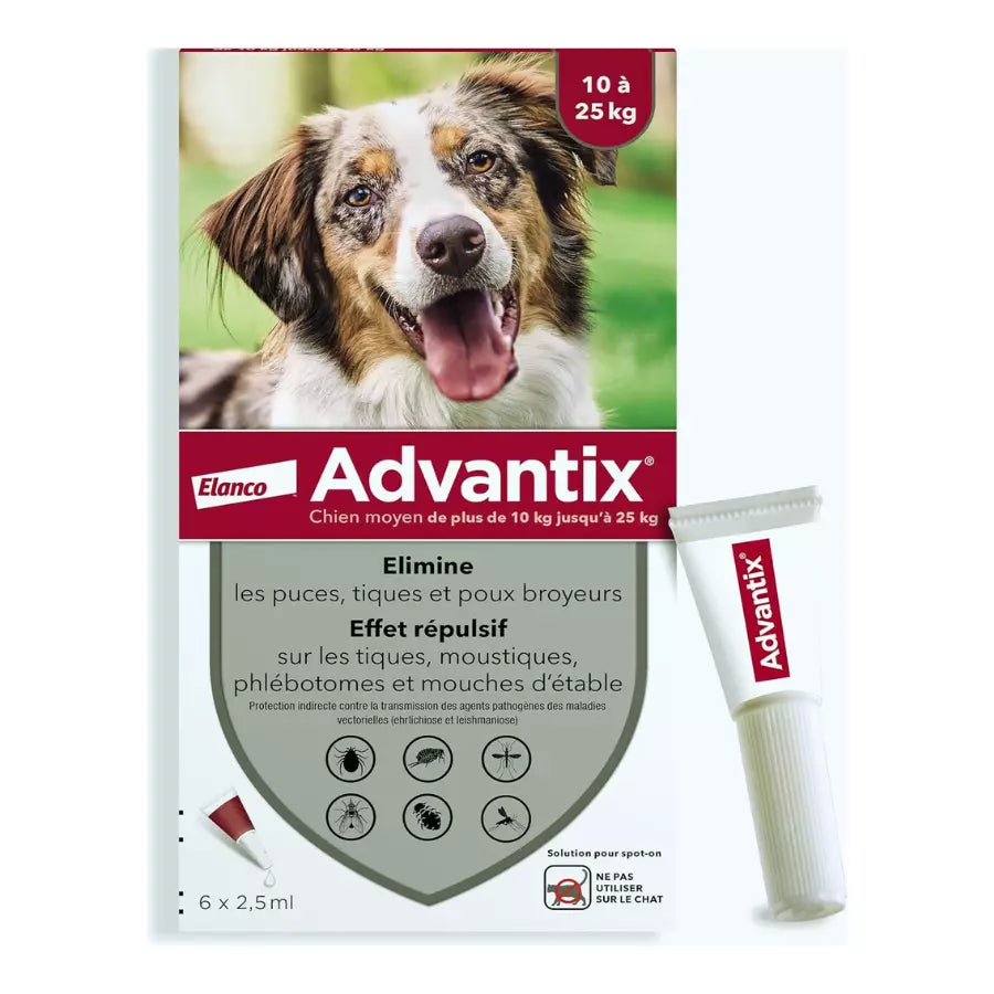 Advantix Antiparasitaire Chien Moyen(10-25 kg) 12 à 36 pipettes