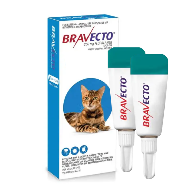 2 Bravecto Solution topique pour chats 2,8-6,25 kg (6,2-13,8 lbs) - Bleu 2 Doses