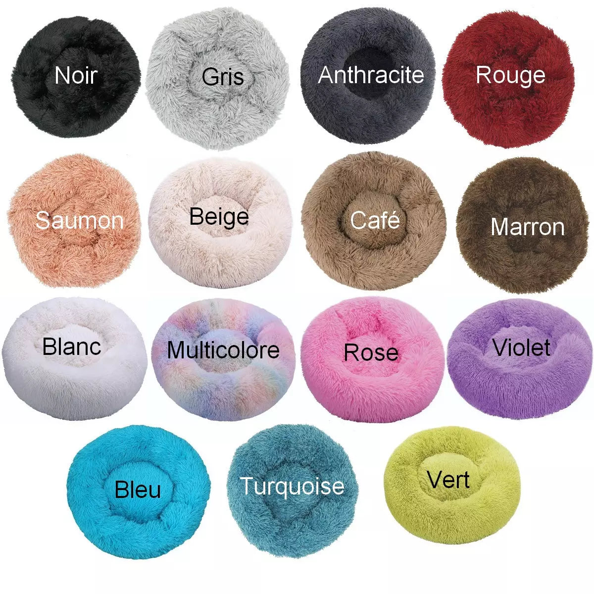 Lit rond douillet en peluche pour chien-chat