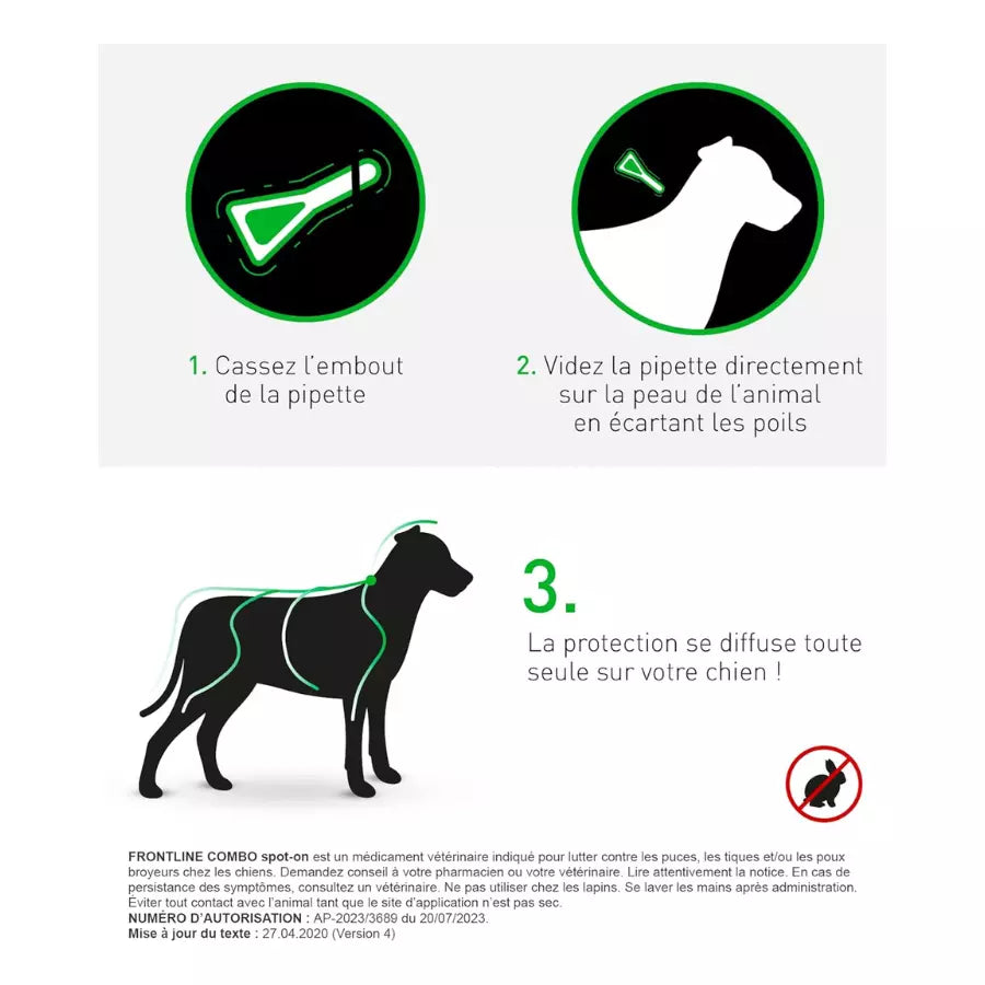 Frontline Combo 4 à 8 Pipettes Antiparasitaires pour chiens de taille moyenne 10-20kg