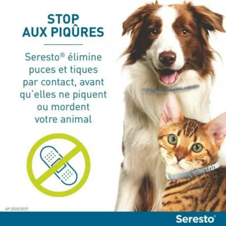 2 Colliers Seresto anti-puces-aiques et Antiparasitaire grand Chien+8kg Lot de 2PCS