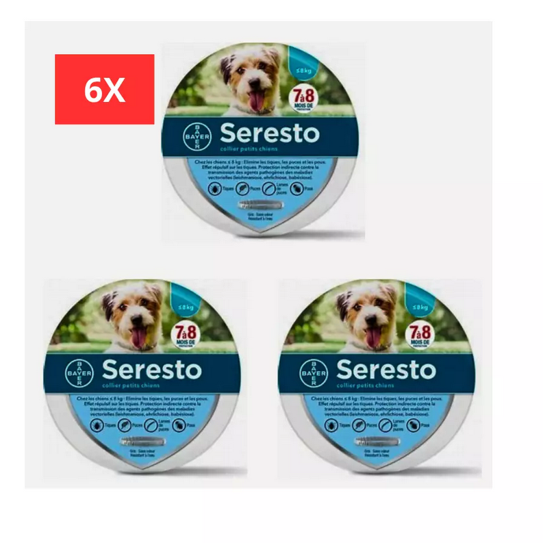 6 PCS Collier Seresto pour Grand Chien+8kg petit chien-8kg et chats par Lot De 6
