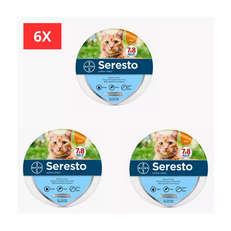 6 PCS Collier Seresto pour Grand Chien+8kg petit chien-8kg et chats par Lot De 6