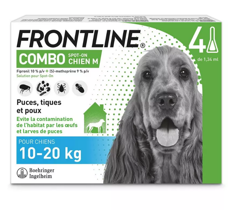 Frontline Combo 6 Pipettes Antiparasitaires pour chiens de taille moyenne 10-20kg