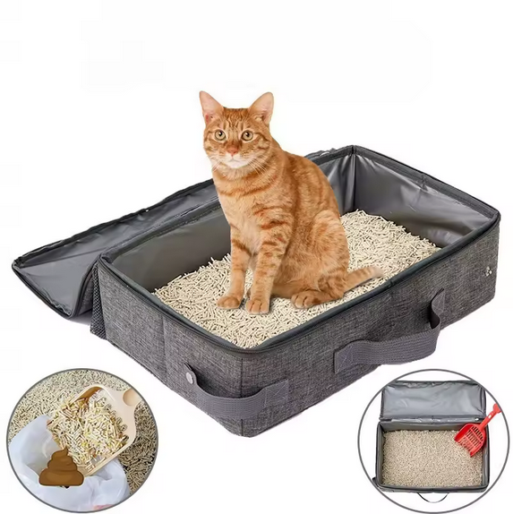 Litière de voyage pliable avec couvercle