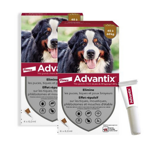 Advantix antiparasitaires très Grand Chien(+40-60KG) 8 Pipettes