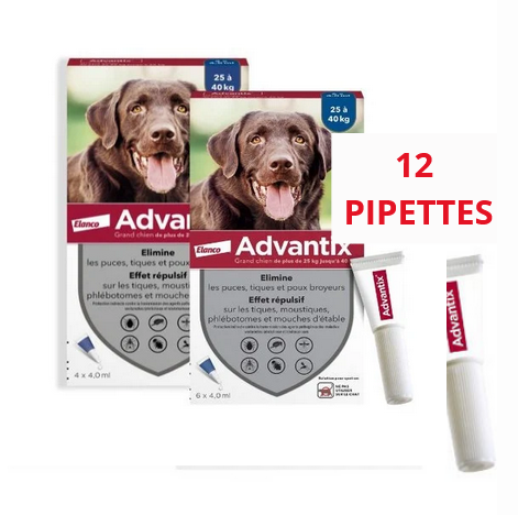 Advantix-Antiparasitaire Grand Chien(+25 -40 kg) 12 Pipettes