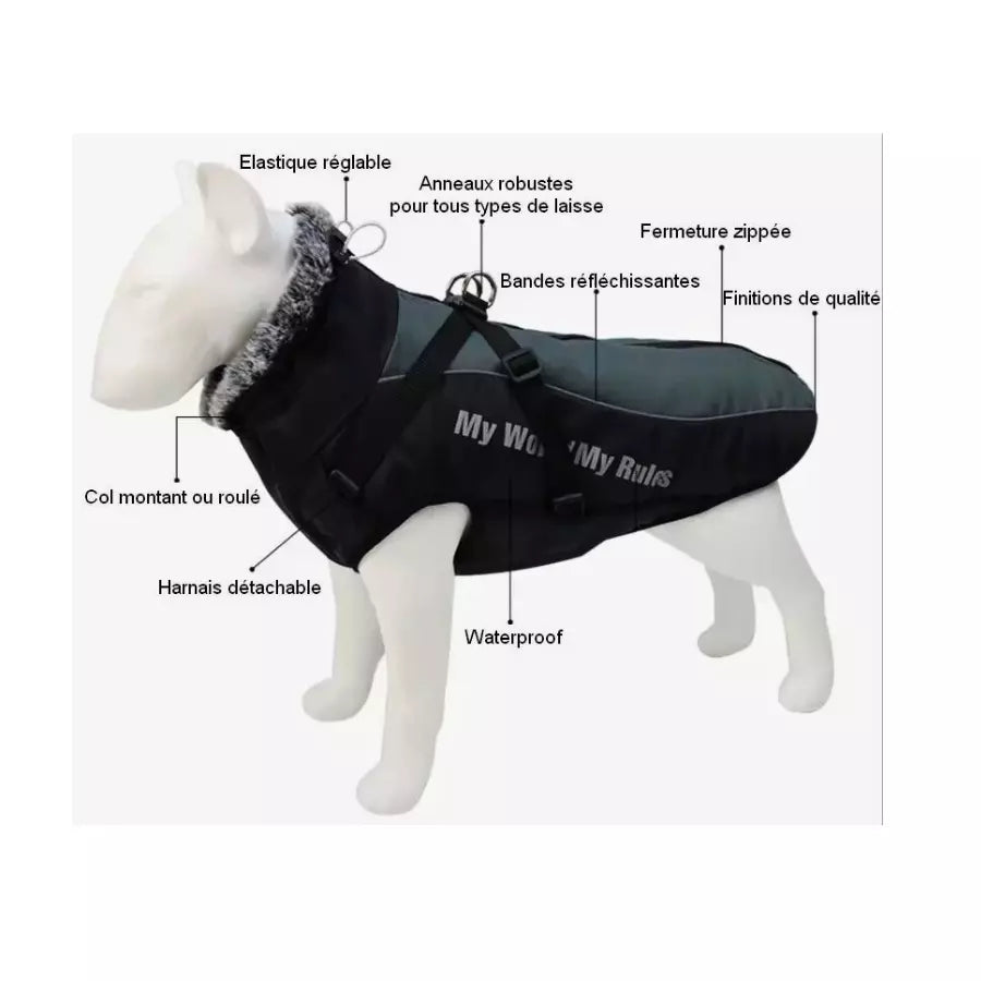 Manteau imperméable avec harnais intégré pour chiens