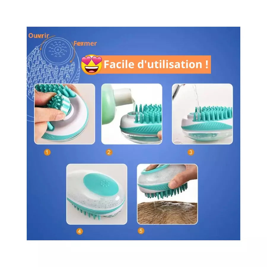Brosse de toilettage magique pour chien 2 en 1
