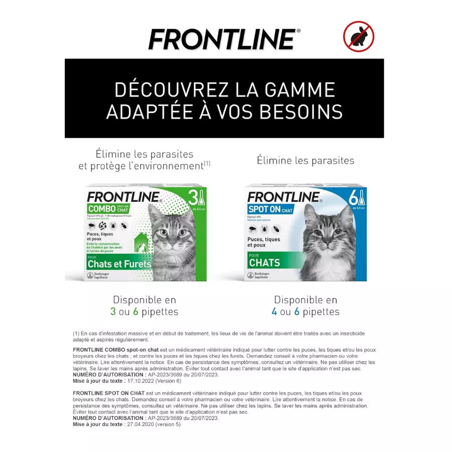 Frontline Combo Chat-Furets 3 Pipettes Anti Puces, Tiques & Poux