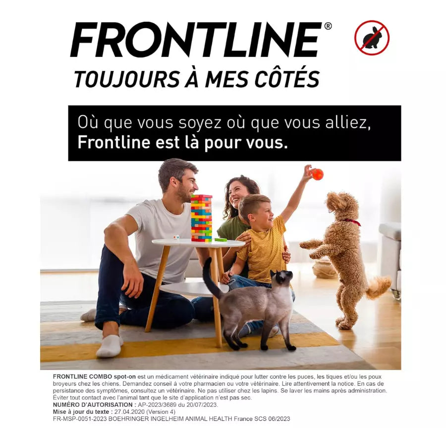 Frontline Combo 4 à 8 Pipettes Antiparasitaires pour chiens de taille moyenne 10-20kg