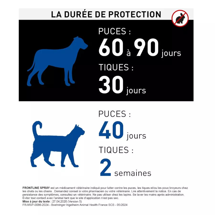 FRONTLINE Spray antiparasitaire pour chien et chat