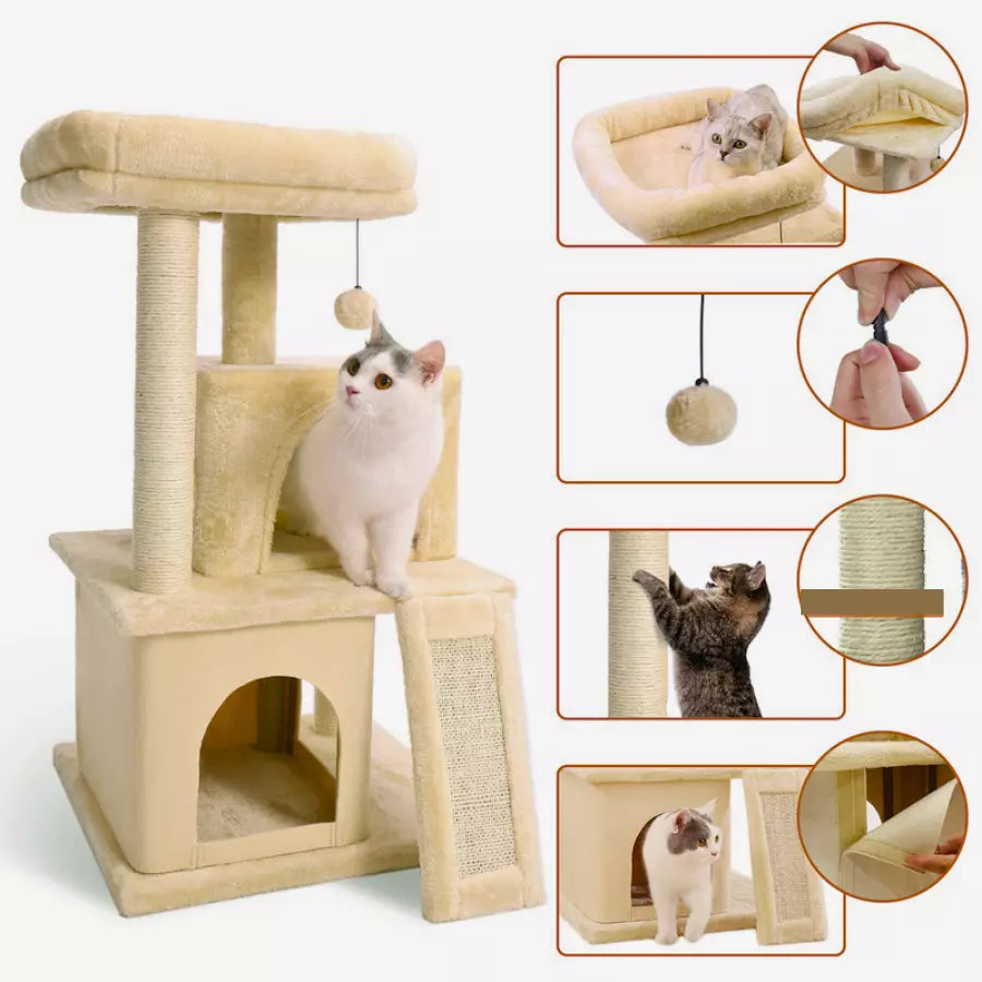 Arbre à chat de luxe d'intérieur avec plusieurs niveaux