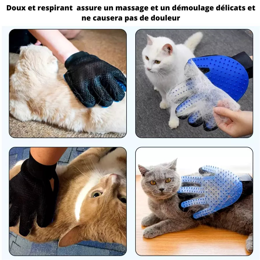 Gants des poils en Silicone pour animaux de compagnie chat chien brosse d'épilation