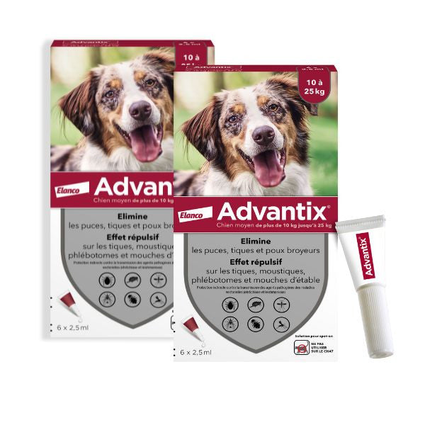 Advantix Antiparasitaire Chien Moyen(10-25 kg) 12 à 36 pipettes