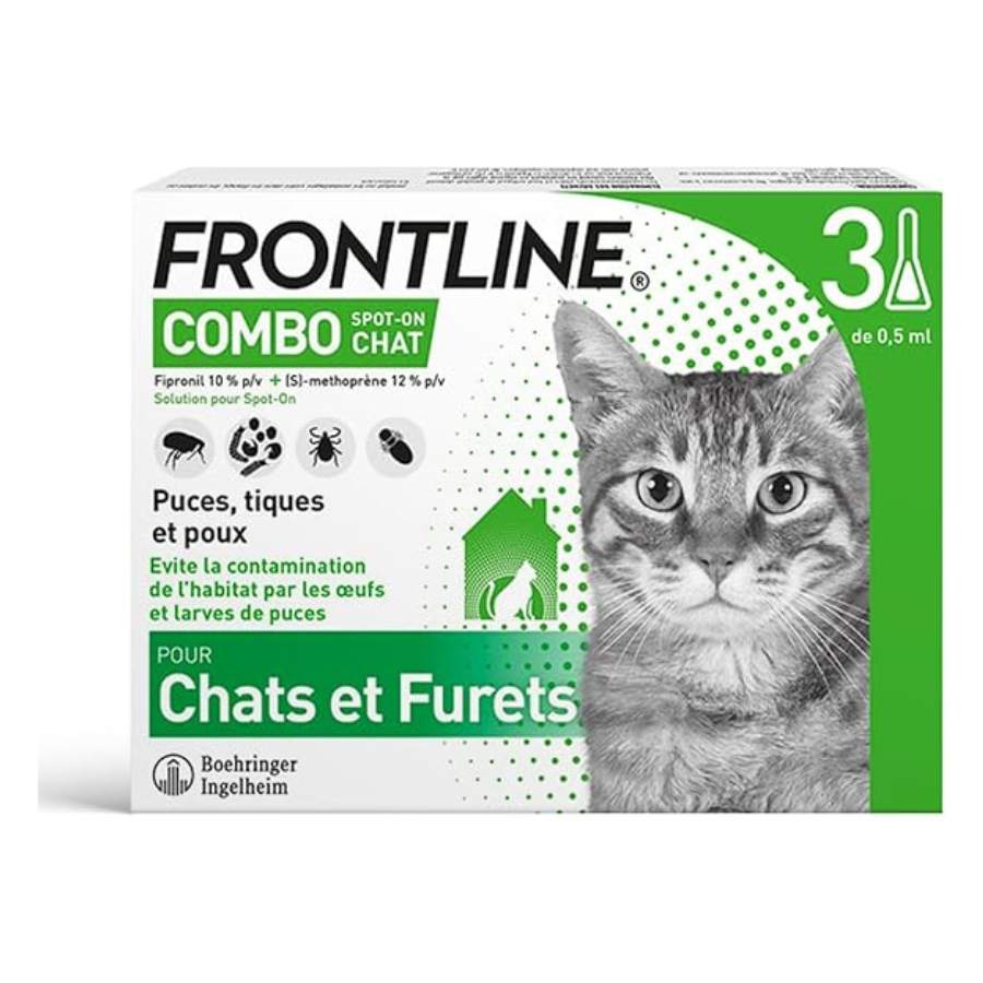 Frontline Combo Chat-Furets 3 Pipettes Anti Puces, Tiques & Poux