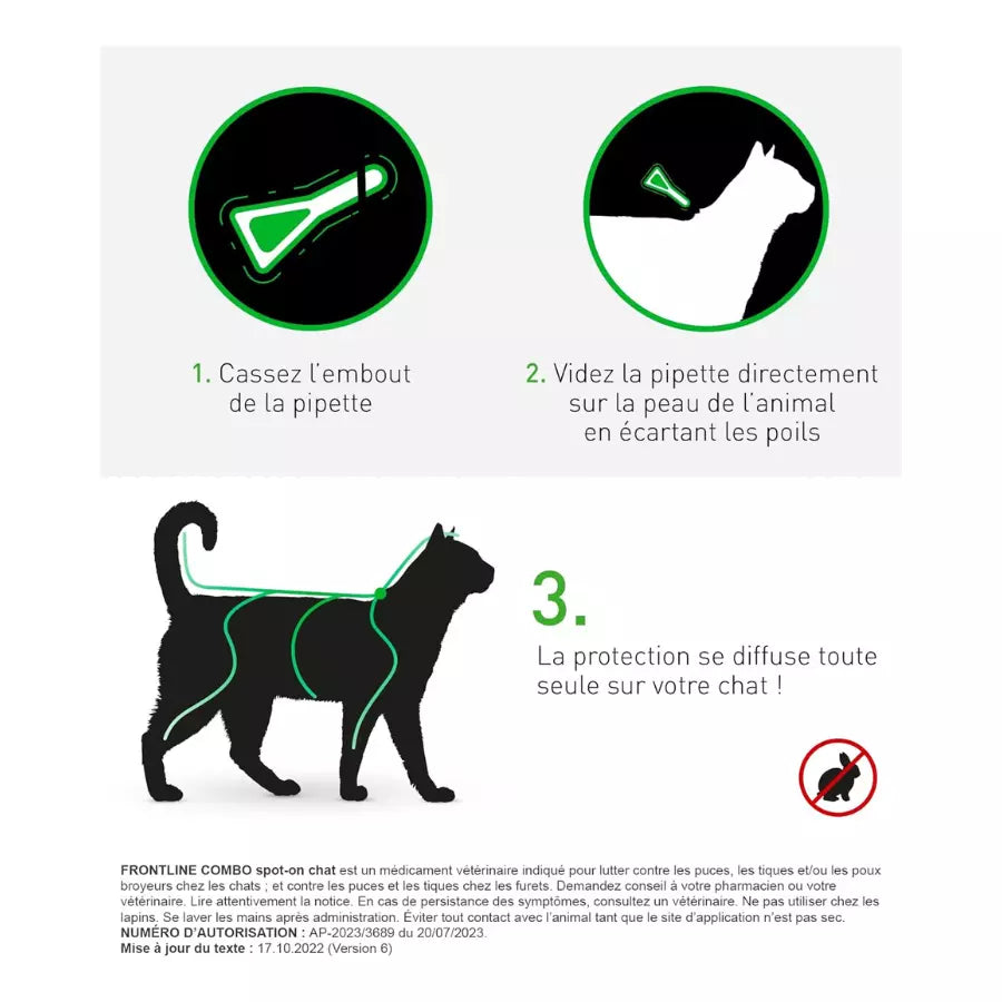 Frontline Combo Chat-Furets 3 Pipettes Anti Puces, Tiques & Poux
