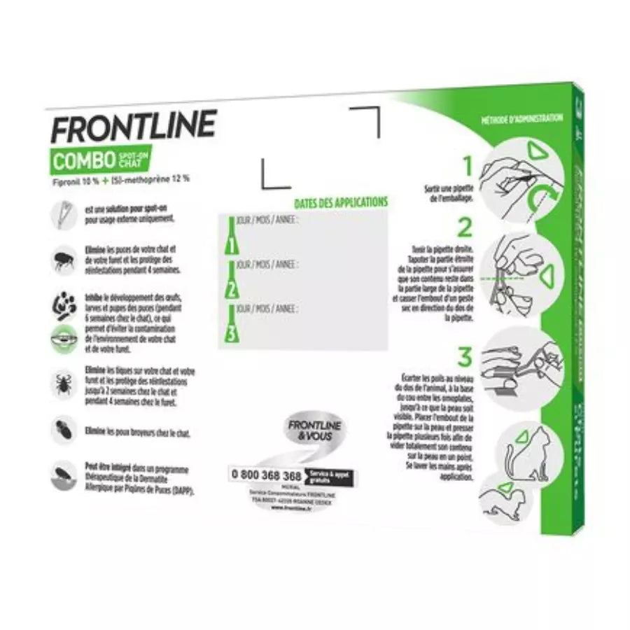 Frontline Combo Chat-Furets 3 Pipettes Anti Puces, Tiques & Poux