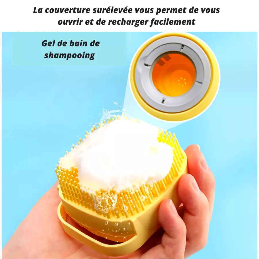 Brosse de bain en silicone souple pour chiens et chats