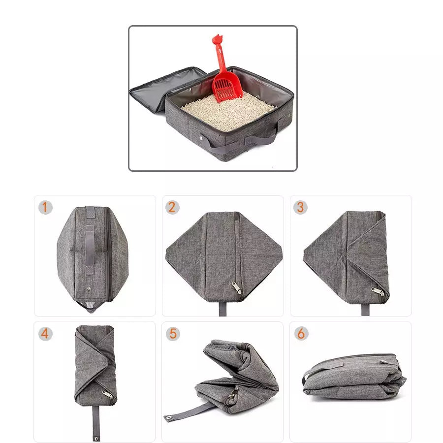 Litière de voyage pliable avec couvercle