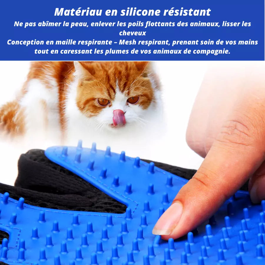 Gants des poils en Silicone pour animaux de compagnie chat chien brosse d'épilation