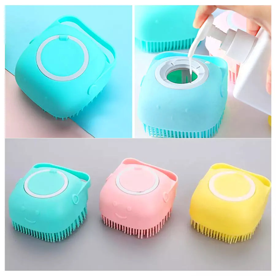 Brosse de bain en silicone souple pour chiens et chats