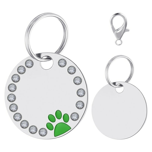 Médaille personnalisée ronde avec strass pour chien-chat