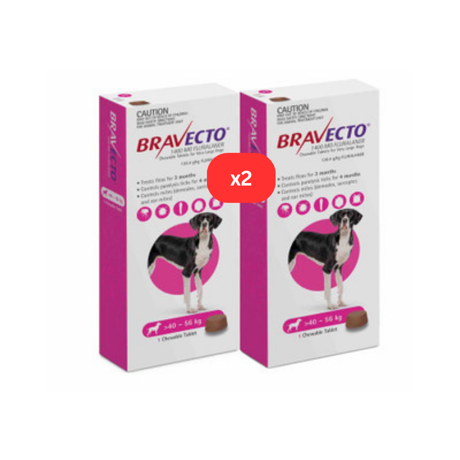 4 Bravecto anti-Puce-tique à mâcher pour chiens 88-123 lbs(40-56 kg)Rose 4