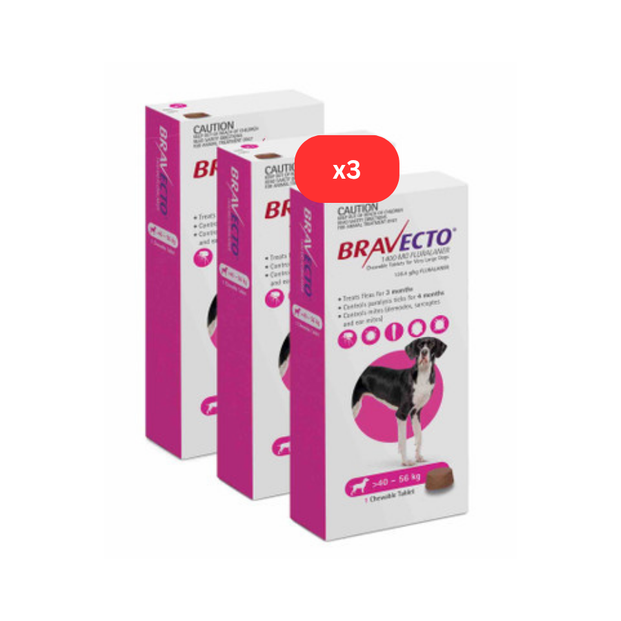 4 Bravecto anti-Puce-tique à mâcher pour chiens 88-123 lbs(40-56 kg)Rose 4