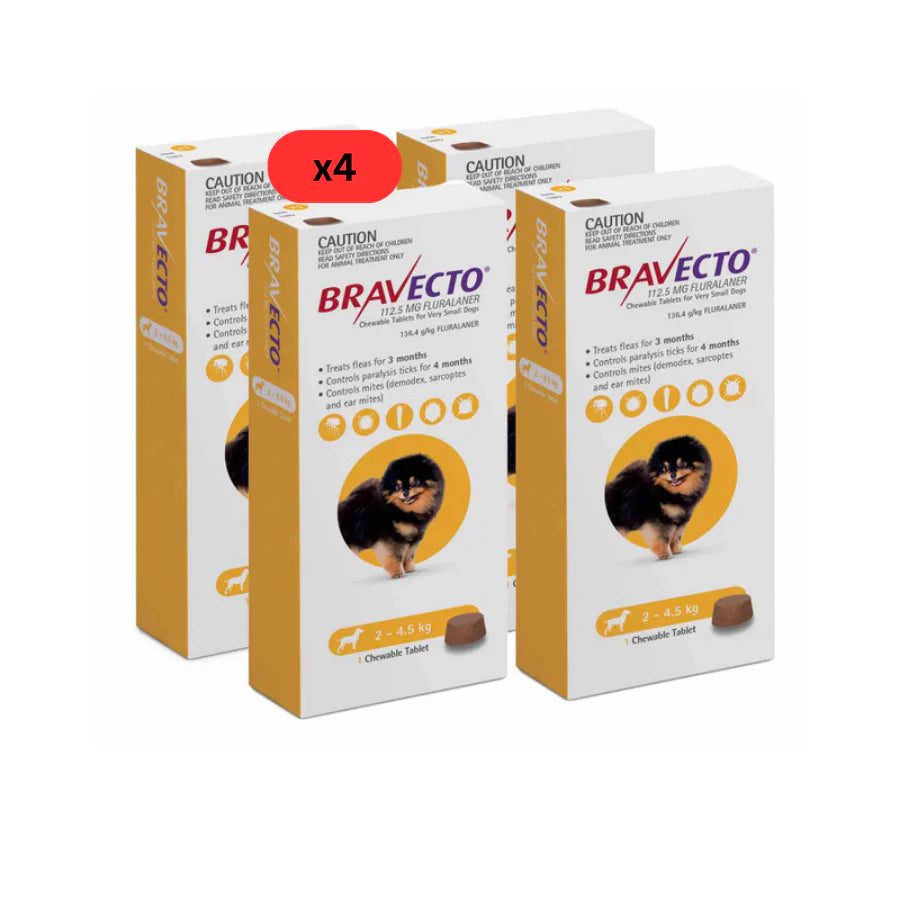 3 Bravecto Puces et Tiques à mâcher pour chiens de 2 à 4,5 kg - Jaune 3