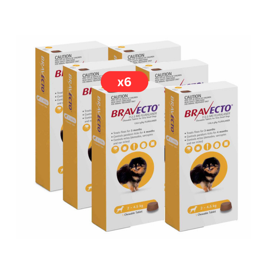 6 Bravecto Puces et Tiques à mâcher pour chiens de 2 à 4,5kg -Jaune 6